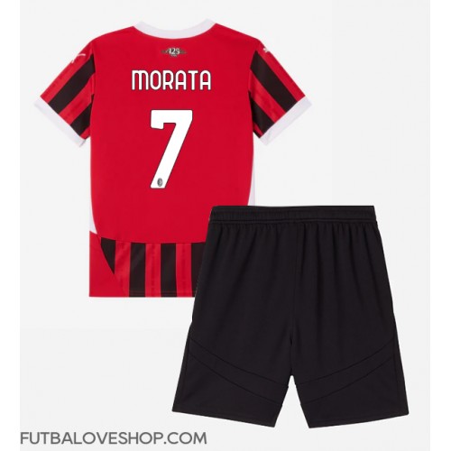 Dres AC Milan Alvaro Morata #7 Domáci pre deti 2024-25 Krátky Rukáv (+ trenírky)